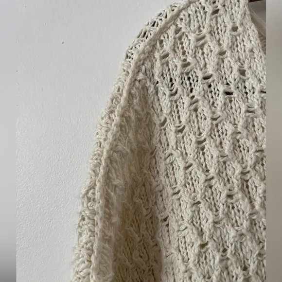 Anthropologie Pilcro ivory woven knit crochet‎ v-neck Sweater size S