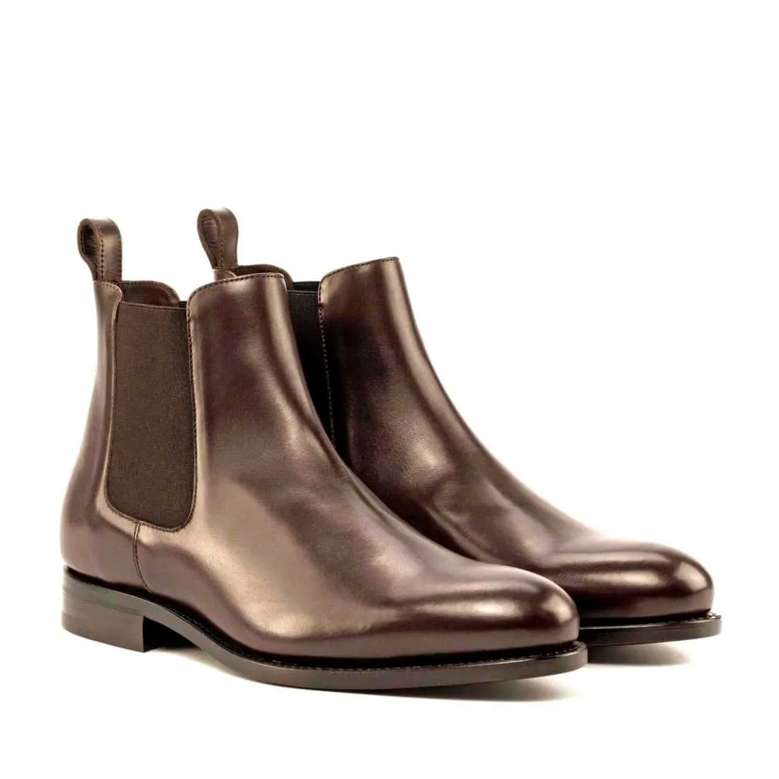 Cheslea Boots en cuir marron foncé (forme ronde)