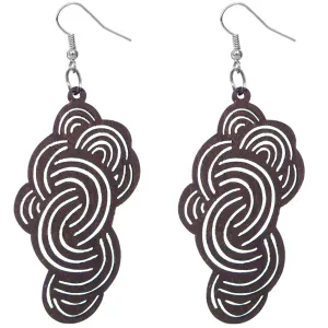 Dark Brown Swirly Cloud Wooden Earrings